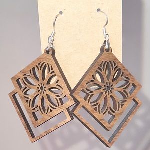 Floral wooden earrings